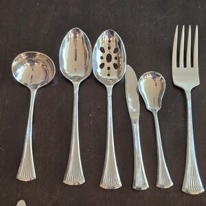 6 Piece‎ Serving Set International Lyon Creation II Stainless Flatware flare